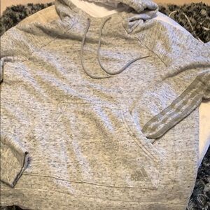 Adidas gray French terry hooded sweatshirt, sz S
